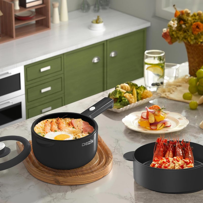DEZIN Electric Cooker, 2L Non-Stick Sauté Pan, Rapid Noodles Cooker, Mini Pot for Ramen with Power Adjustment, Dorm Room Essential - Image 5